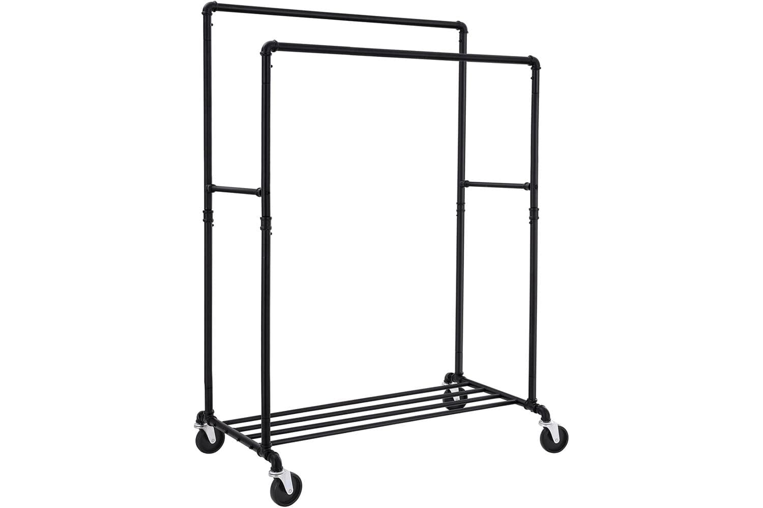 Songmics Black Clothes Rack on Wheels with 2 Rails | Black