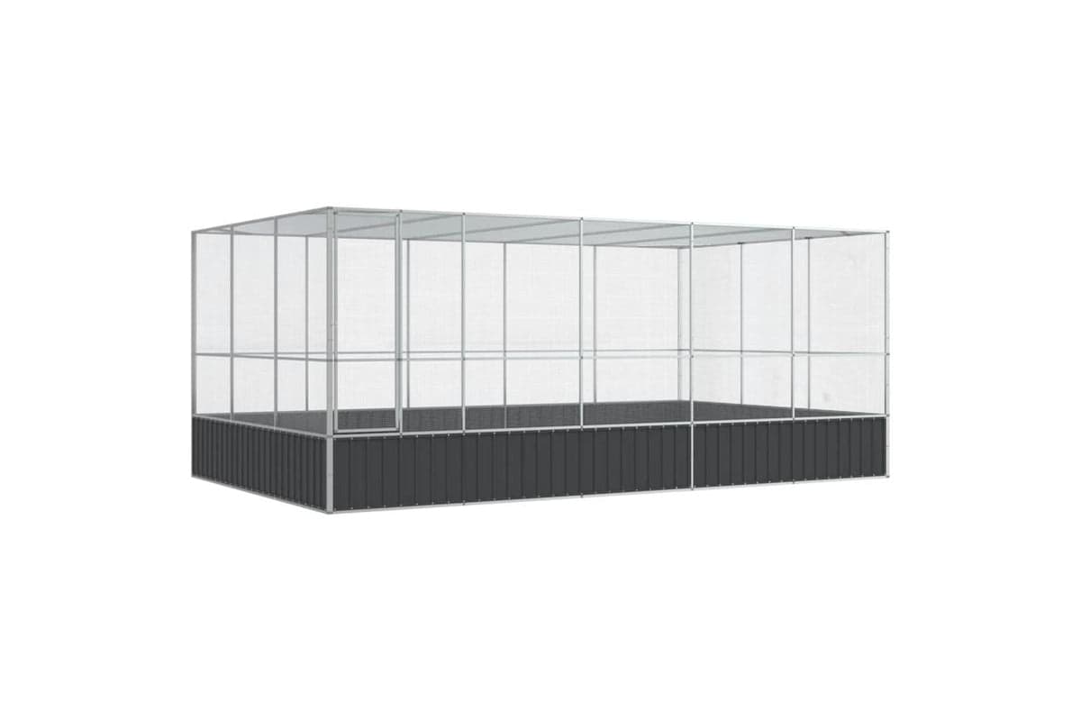 Aviary With Extension Silver 518x307x212 Cm Steel