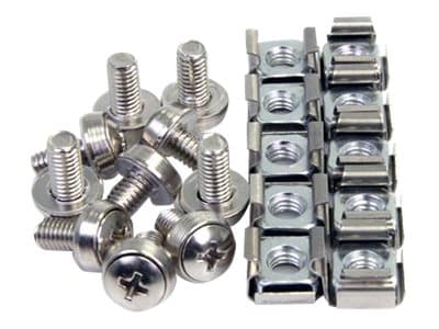 STARTECH.COM - Startech M6 Screws and Cage Nuts - 100 Pack - M6 Mounting Screws and Cage Nuts for Server Rack and Cabinet - Silver (CABSCREWM62) - rack screws and nuts
