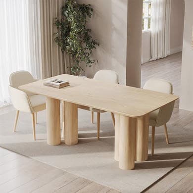 Large Oak Dining Table with Pillar Legs - Seats 4 - 6 - Gianna