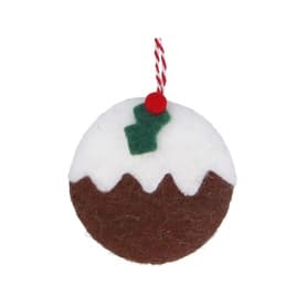 Christmas Pudding Disc Tree Decoration 8cm