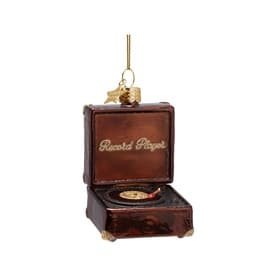 Record Player Glass Tree Decoration 8cm