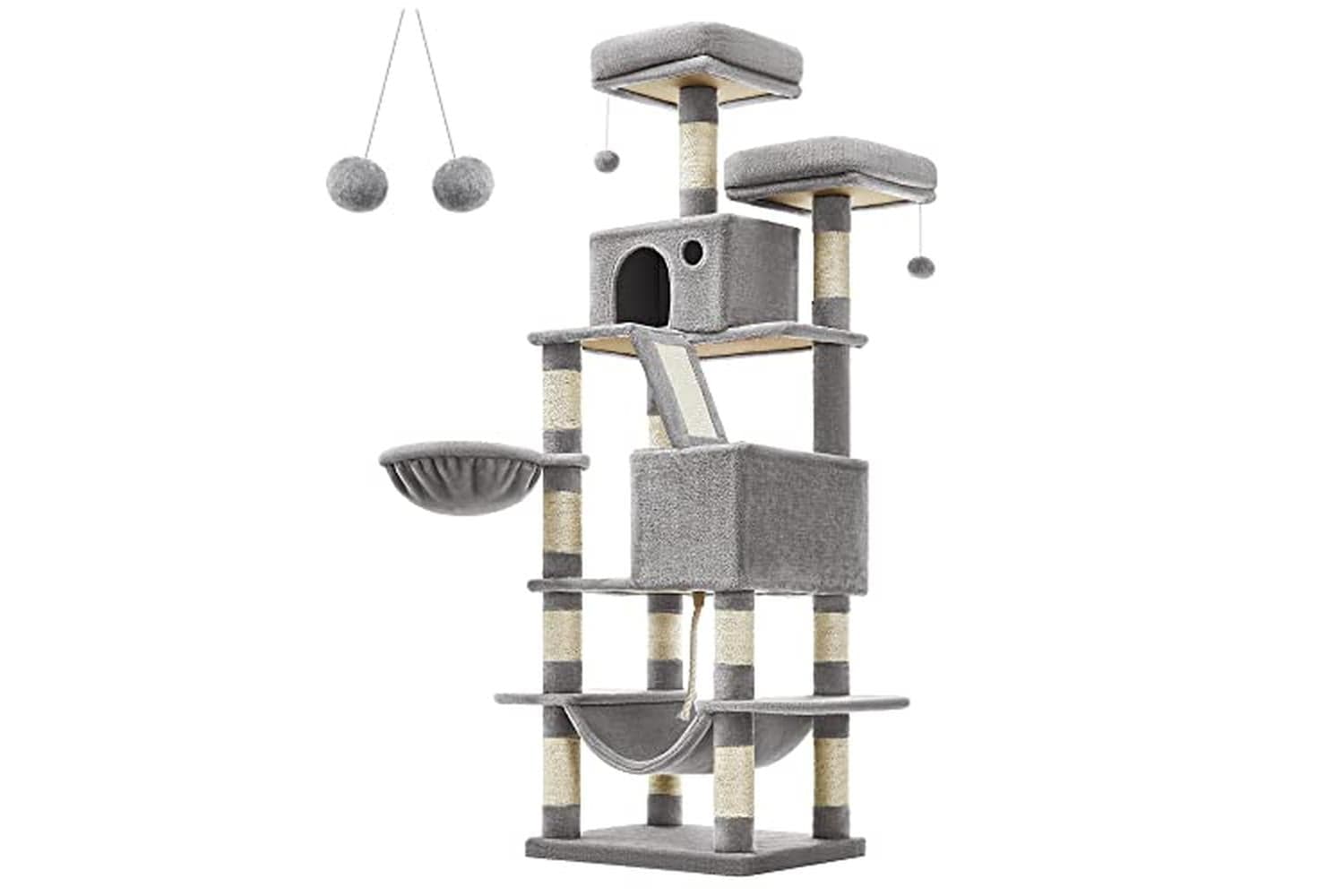 Feandrea Cat Tree | Multi-level Cat Tower | Plush & Sisal | 168 Cm