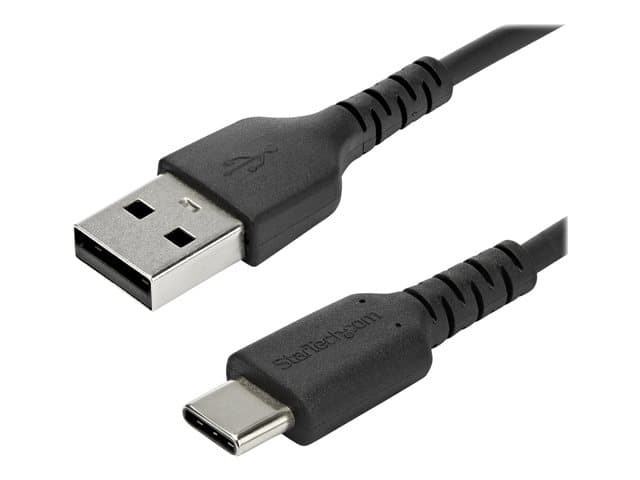 STARTECH.COM - StarTech 1m USB A to USB C Charging Cable, Durable Fast Charge & Sync USB 2.0 to USB Type C Data Cord, Rugged TPE Jacket Aramid Fiber M/M 3A Black, Samsung S10, S20, iPad Pro, Pixel - Heavy Duty and Rugged - USB-C cable - USB to USB-C - 1 m