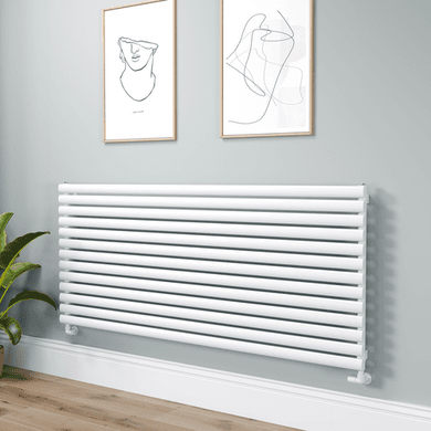 Sorrento Linea White Oval Designer Radiator 767x1800mm Single Panel 5532 BTU - Horizontal Bars