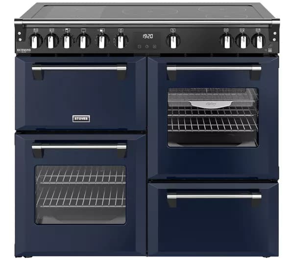 STOVES Richmond Deluxe 100Ei Electric Induction Range Cooker - Midnight Blue & Chrome