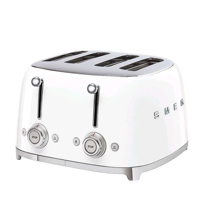 Smeg 4 Slot Retro Style Toaster | White TSF03WHUK