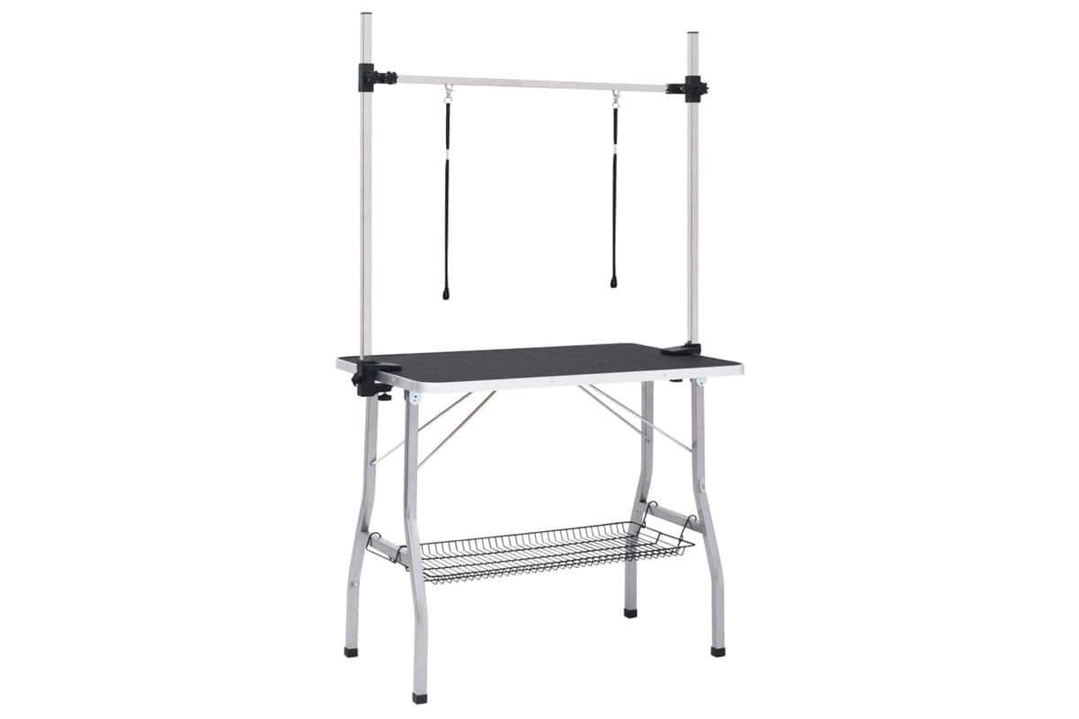Vidaxl 171069 Adjustable Dog Grooming Table With 2 Loops And Basket