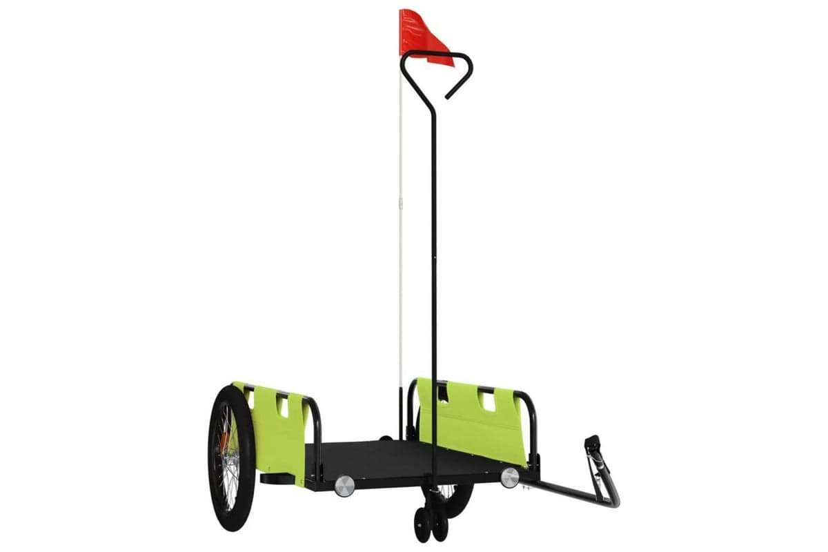 Vidaxl Bike Trailer Green And Black Oxford Fabric And Iron