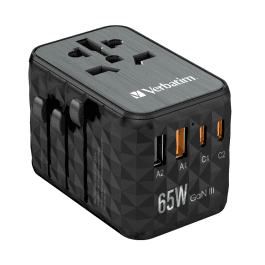 Verbatim 32120, 65W, Universal Travel Adapter w/ 2x USB-C & 2x USB-A