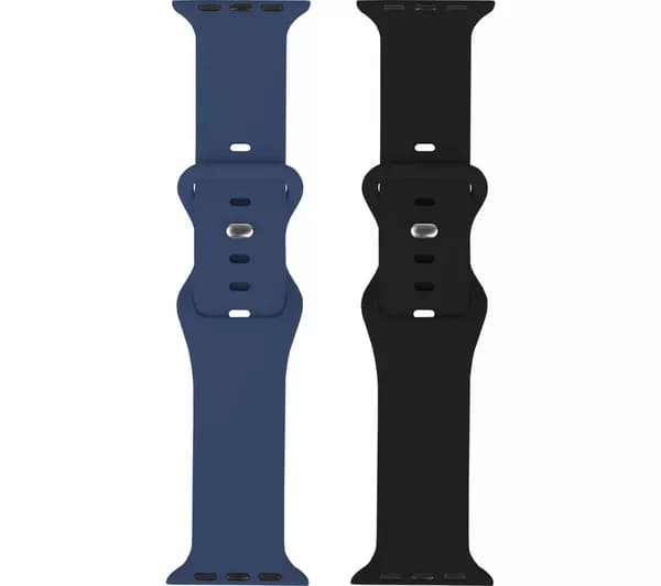 SANDSTROM Apple Watch 42-49 mm (Series 1/2/3) Silicone Strap - Set of 2, Navy & Black