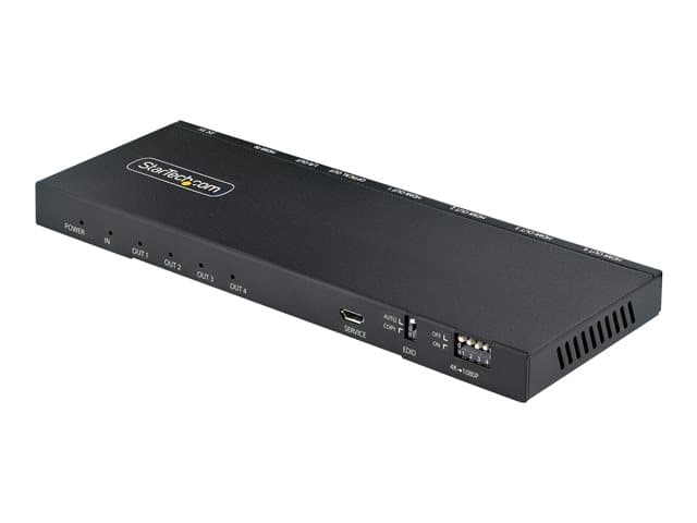Startech 4-Port HDMI Splitter, 4K 60Hz HDMI 2.0 Video, 1 In 4 Out HDMI Splitter, 4K HDMI Splitter w/Built-in Scaler, 3.5mm/Optical Audio Port, Durable