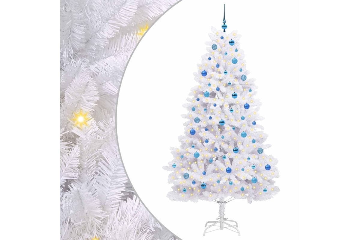 Vidaxl Artificial Hinged Christmas Tree White 210 Cm Pvc And Steel