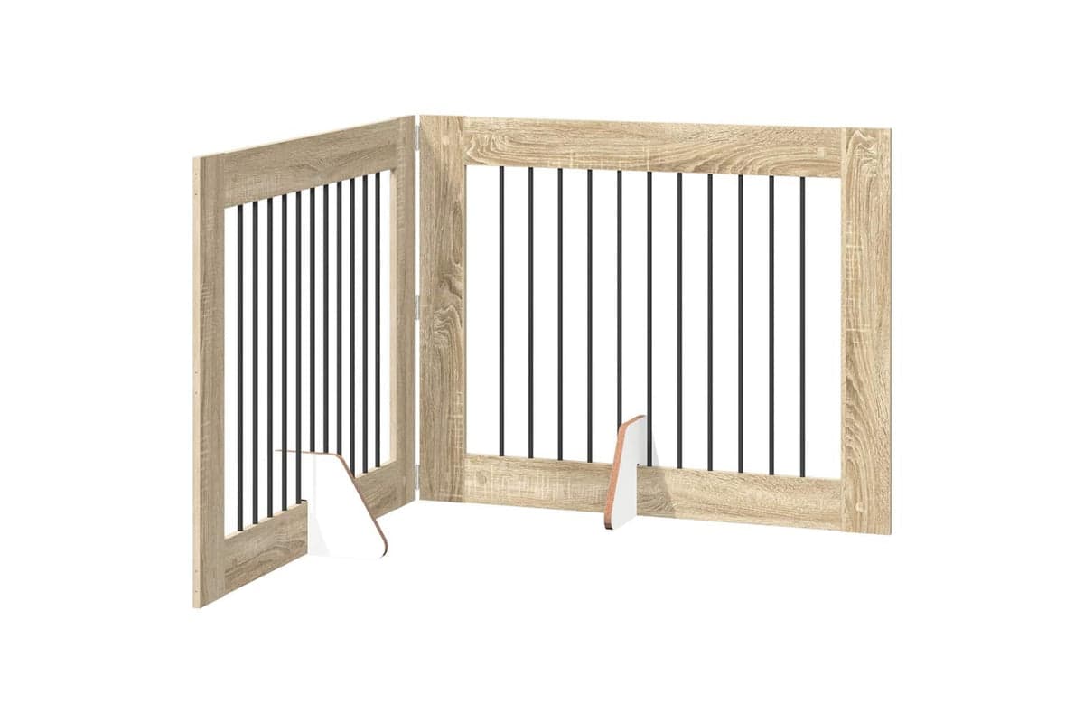 Vidaxl Foldable Dog Gate With Stands 2 Pcs Sonoma Oak 2005 Cm