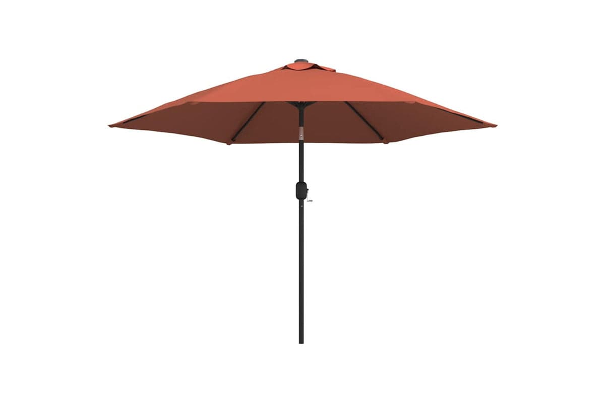 Vidaxl 313757 Outdoor Parasol With Led Lights And Steel Pole 300 Cm Terracotta