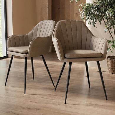 Beige and Black - Upholstered Dining Chairs - Logan