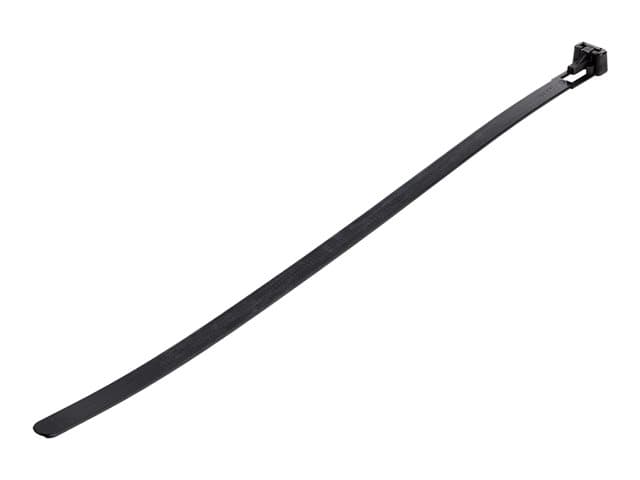 STARTECH.COM - Startech 10"(25cm) Reusable Cable Ties, 1/4"(7mm) wide, 2-1/2"(65mm) Bundle Dia. 50lb(22kg) Tensile Strength, Releasable Nylon Ties, Indoor/Outdoor, 94V-2/UL Listed, 100 Pack, Black - Nylon 66 Plastic - TAA (CBMZTRB10BK) - cable tie - TAA Compliant