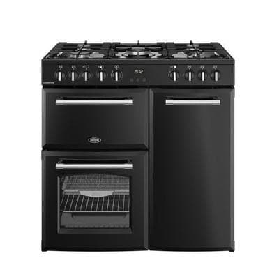 Refurbished Belling Farmhouse 90cm Dual Fuel Range Cooker - Black