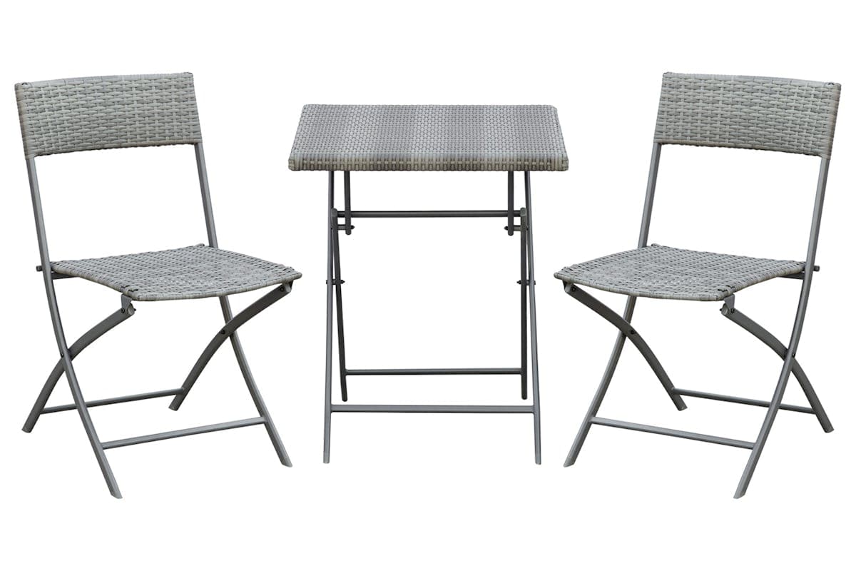 Outsunny Rattan Bistro Set Garden Patio Table & Chair | Grey | 3 Pieces