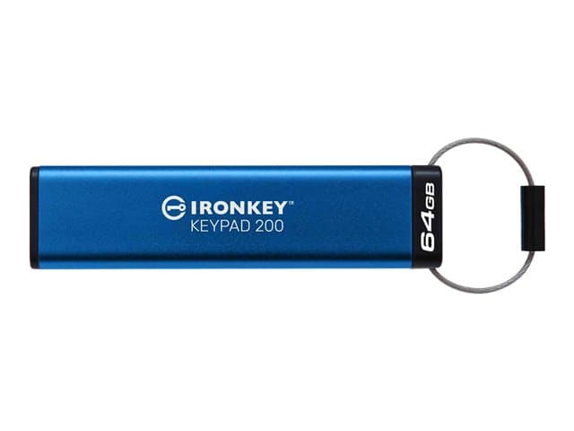 KINGSTON - IronKey Keypad 200 - USB flash drive - encrypted - FIPS 140-3 Level 3 - 64 GB - USB 3.2 Gen 1