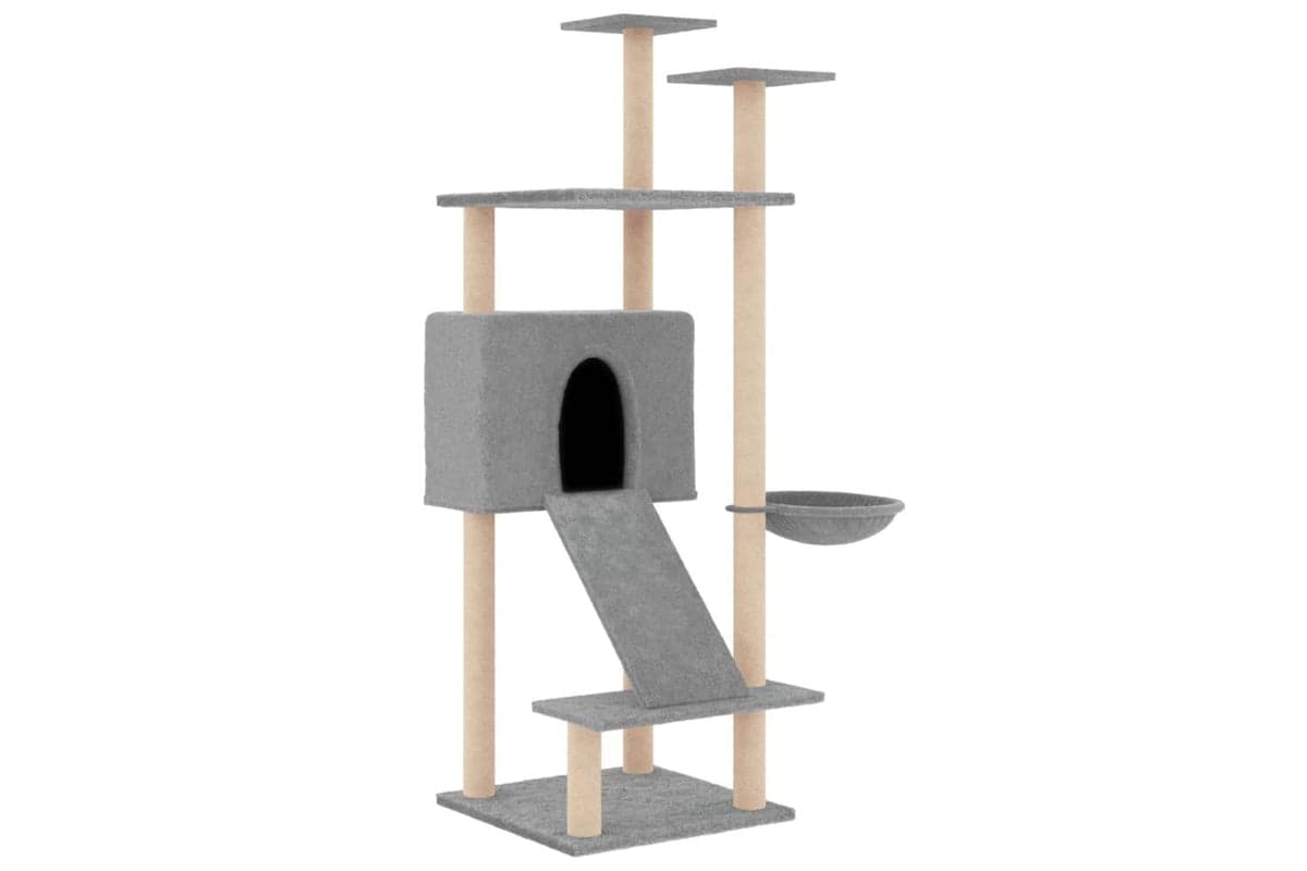 Cat Tree With Sisal Scratching Posts Light Grey 153 Cm