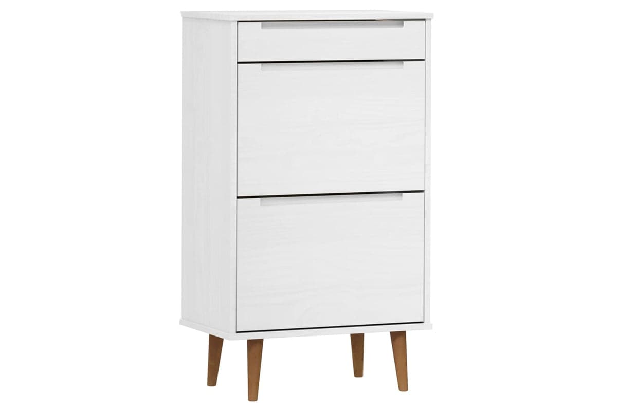 vidaXL 350526 Shoe Cabinet Molde White 59,5x35x103cm Solid Wood Pine