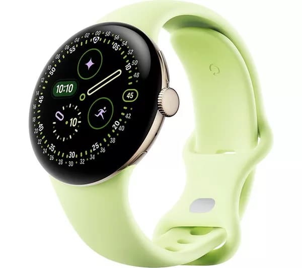 GOOGLE Pixel Watch 4 4G LTE - Champagne Gold Aluminium Case with Lemongrass Active Band, 41 mm