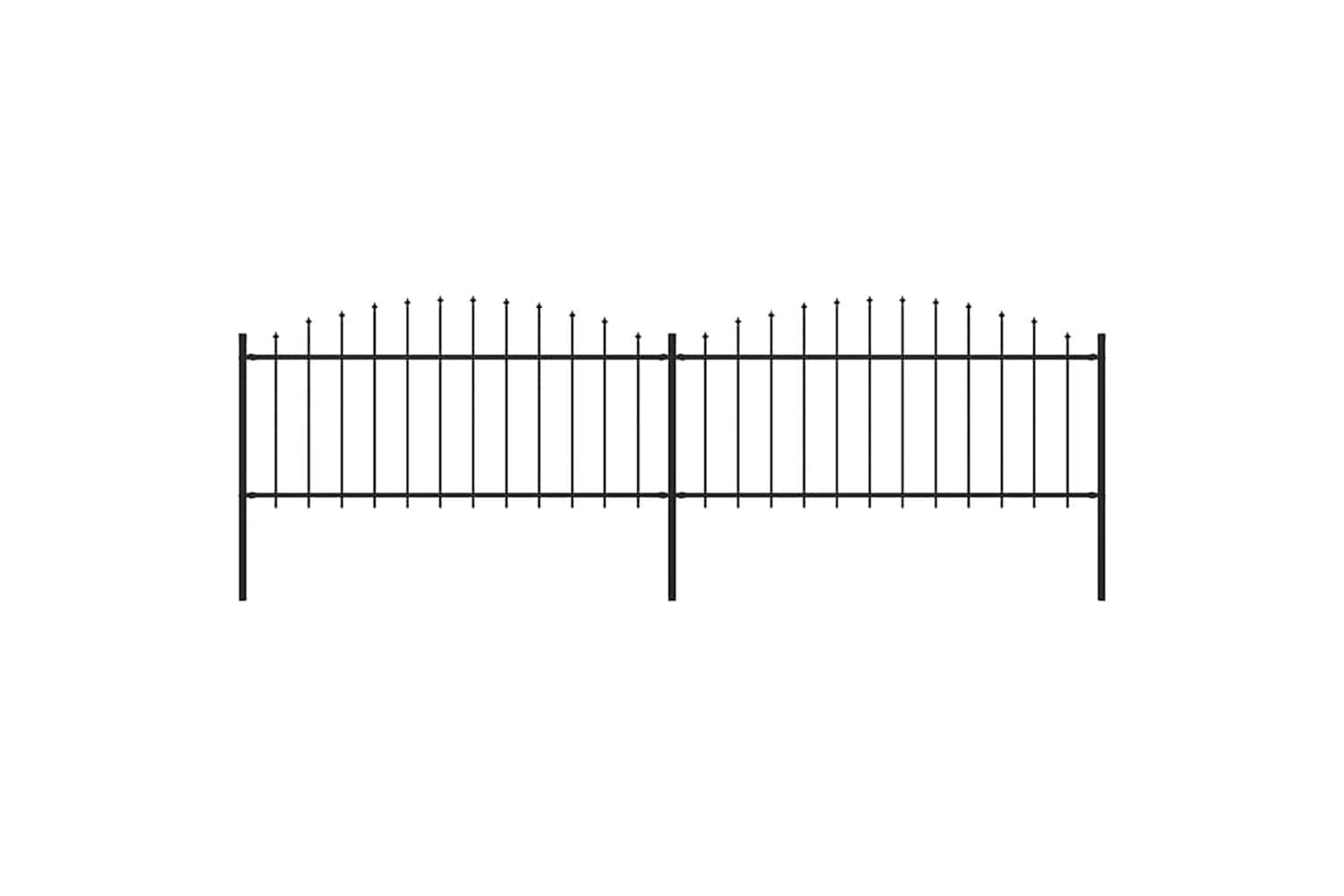 Vidaxl 277704 Garden Fence With Spear Top Steel (0.5-0.75)x3.4 M Black