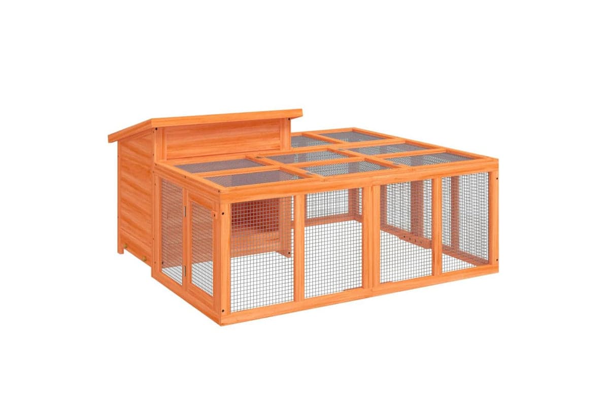 Vidaxl Rabbit Hutch Brown 144x123x675 Cm Solid Wood Pine