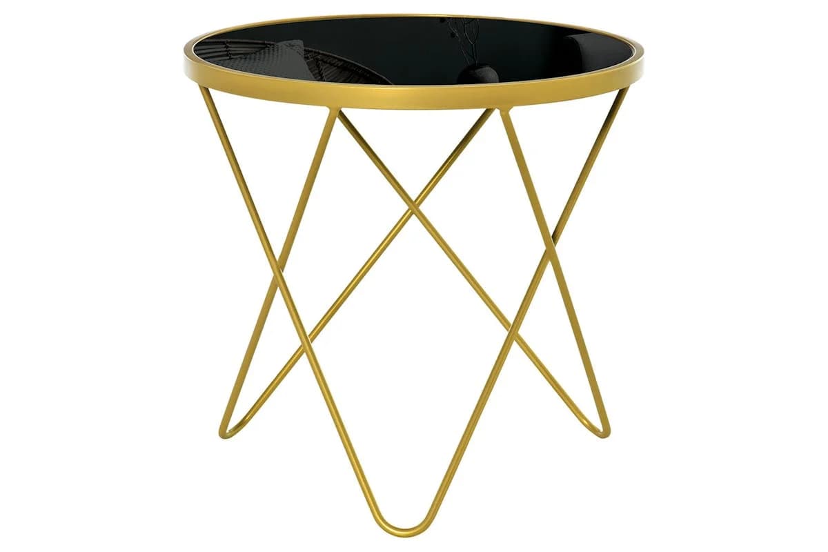 Homcom Coffee Table with Steel Legs | Black/Gold