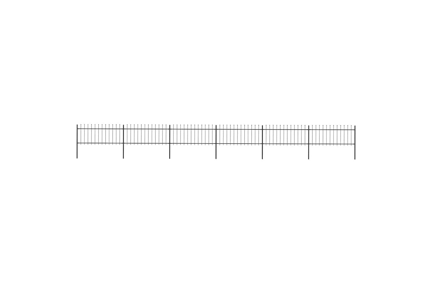 Vidaxl 277607 Garden Fence With Spear Top Steel 10.2x0.8 M Black