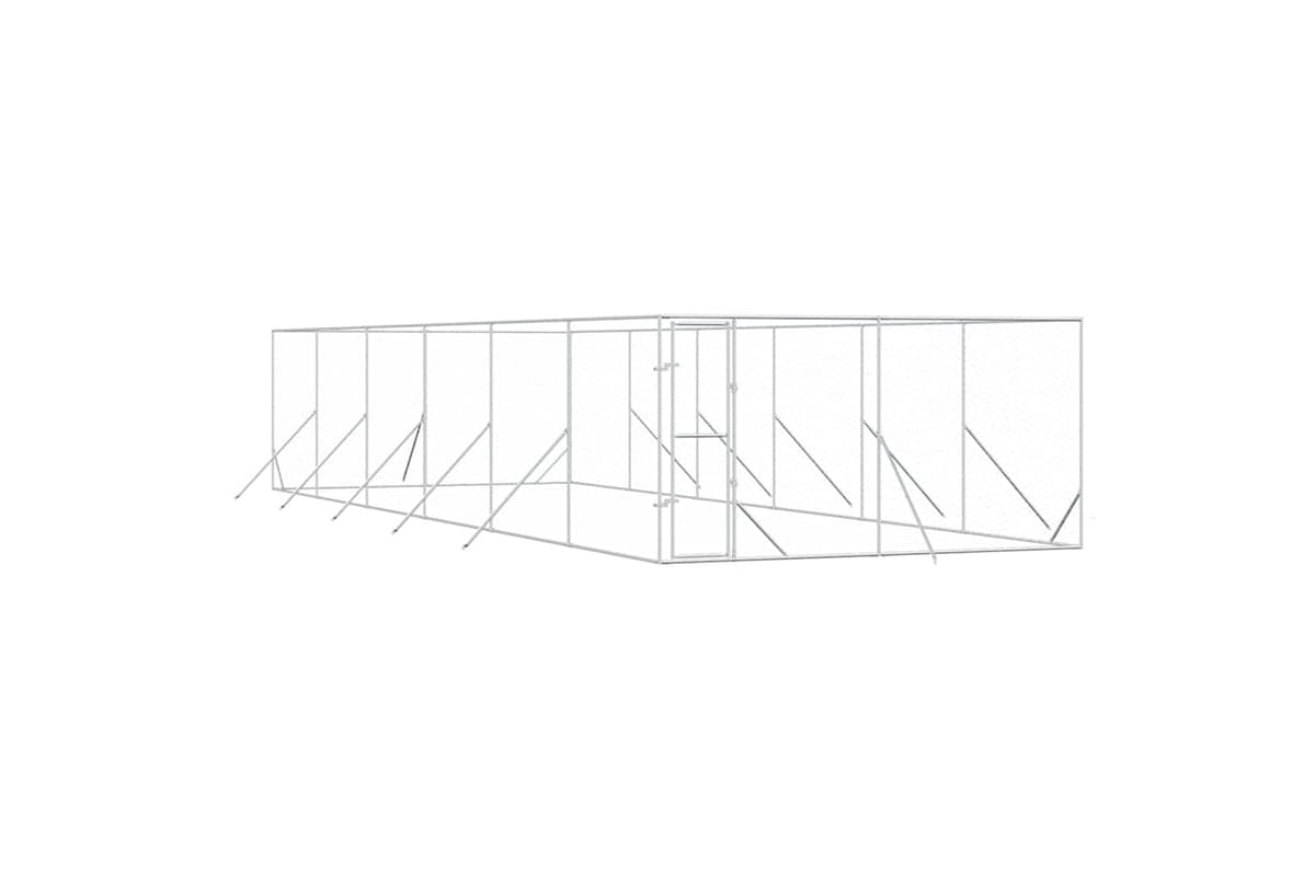 Vidaxl 3190457 Outdoor Dog Kennel Silver 4x12x2 M Galvanised Steel