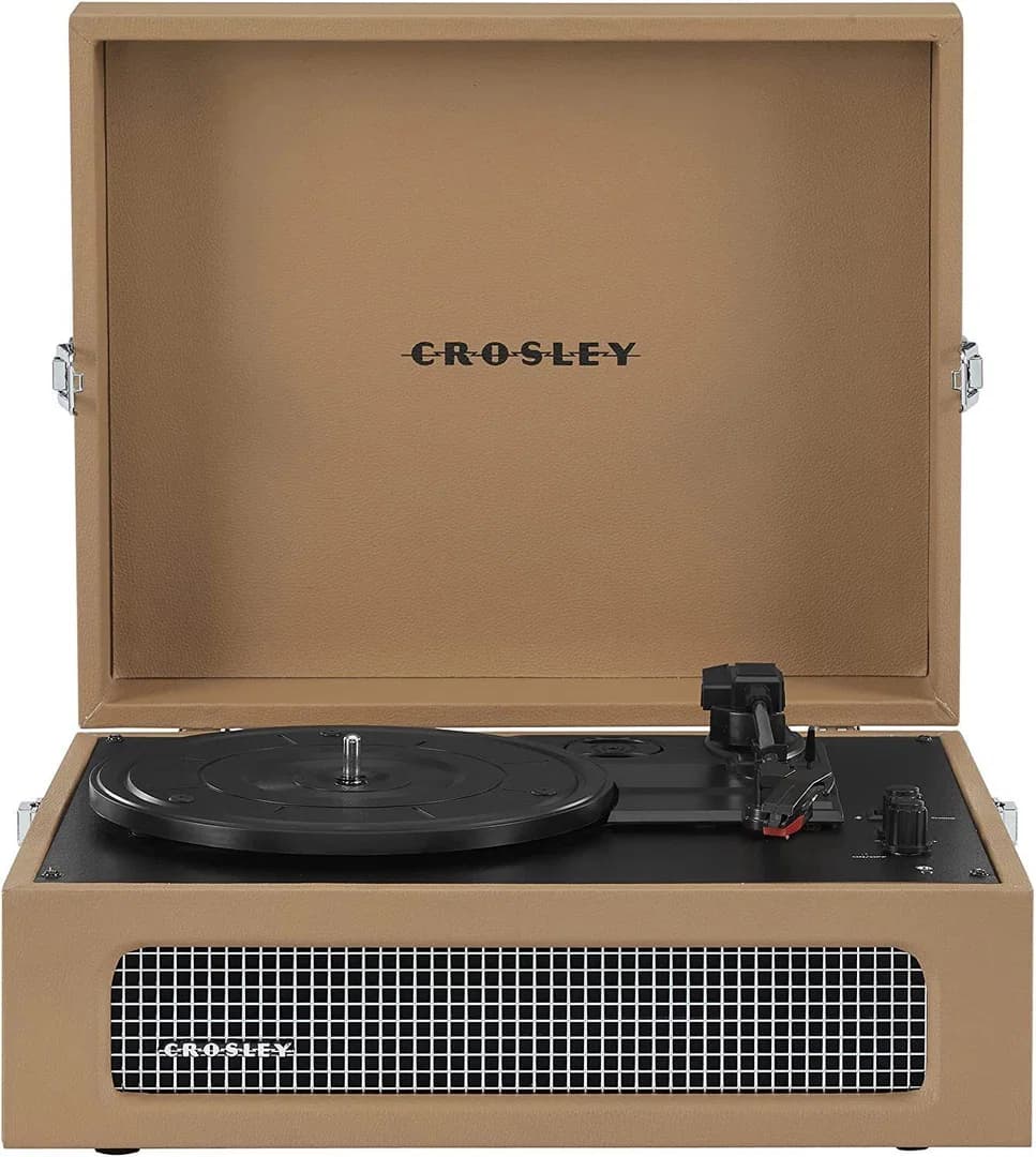 Crosley Voyager Vintage Portable Turntable with Bluetooth and Built-In Speakers | Tan