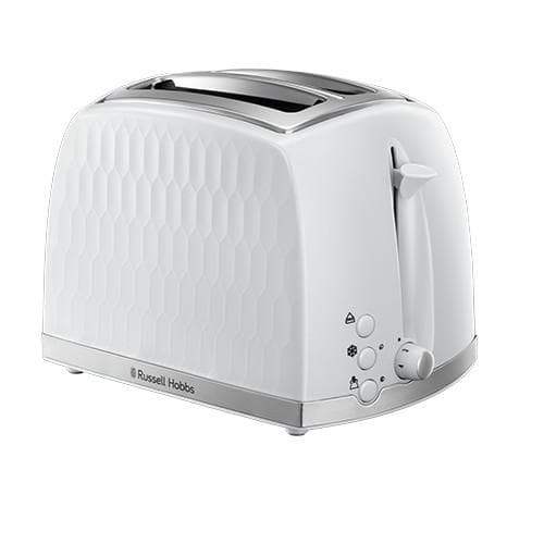 RUSSELLHOBBS 2 SLICE WHITE HONEYCOMB DESIGN TOASTER