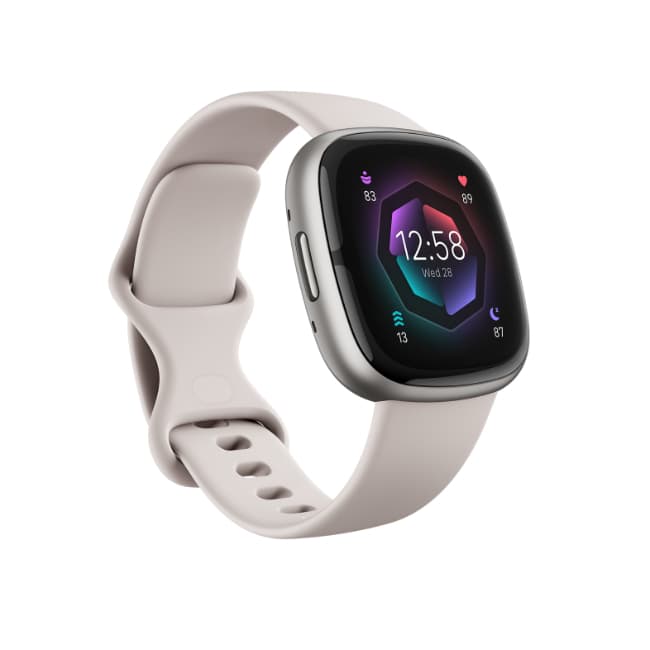 Fitbit Sense 2 Health & Fitness Smartwatch - Lunar White / Platinum Aluminum | FB521SRWT