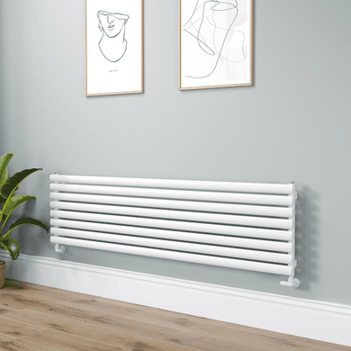 Sorrento Linea White Oval Designer Radiator 472x1800mm Single Panel 3403 BTU - Horizontal Bars