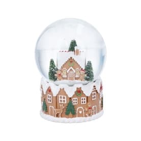 Gingerbread House and Family Musical Snow Globe 17cm