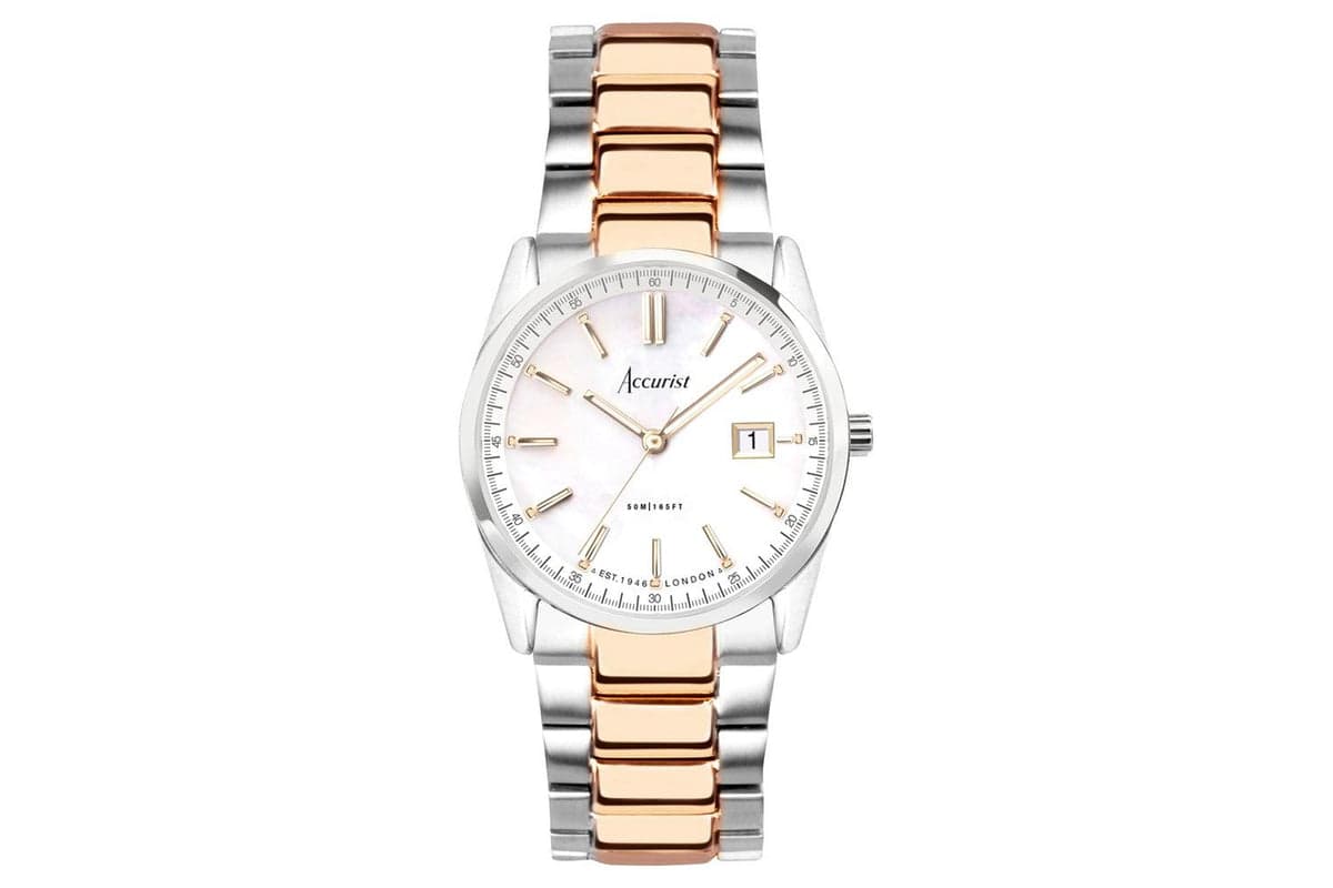 Accurist Everyday Ladies Watch | Silver Case & Two Tone Bracelet With White Dial | 30mm