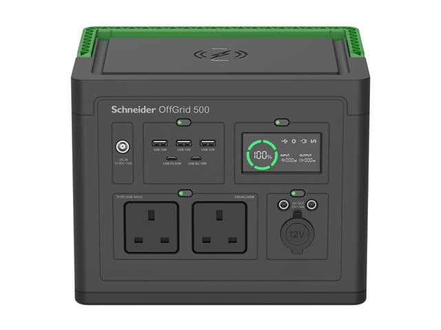 APC - Schneider OffGrid 500 - portable power station - LCD, 2 BS1363 outlets, sinewave, 3 USB-A, 2 USB-C, wireless charger - 500 watt - Li-Ion - 517 Wh