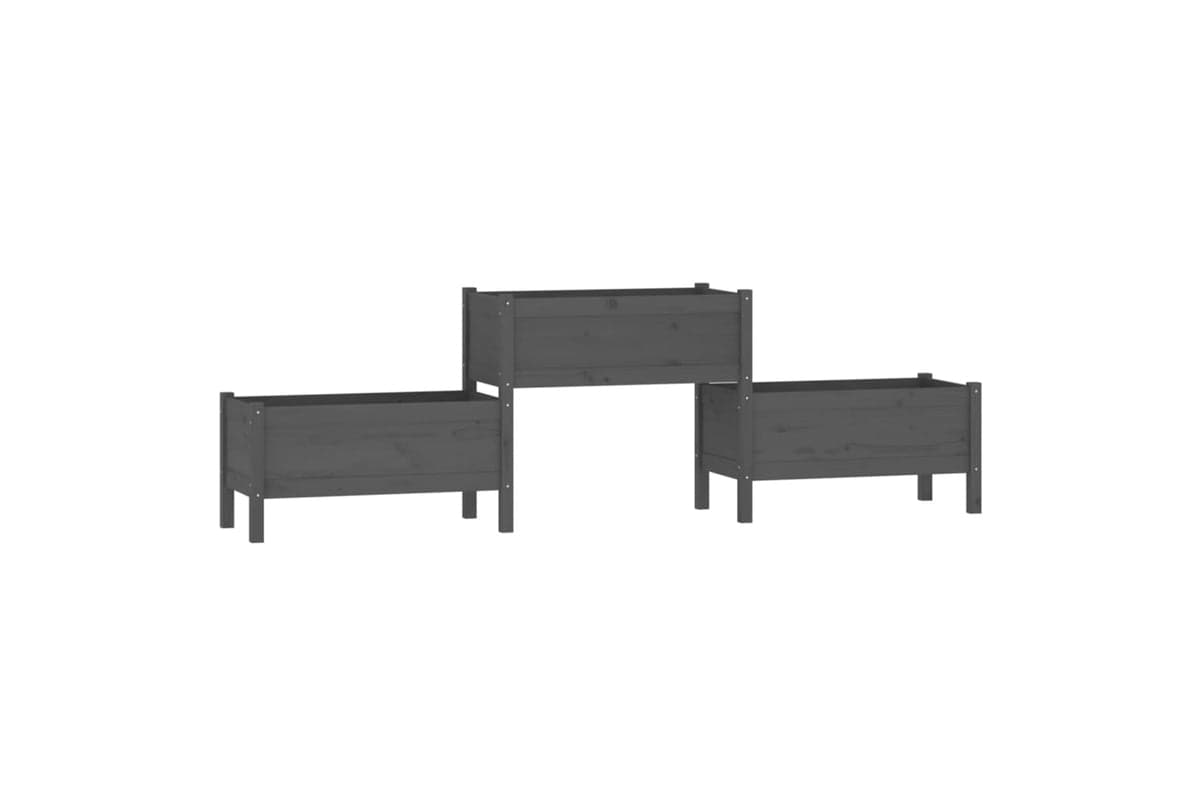 vidaXL 822254 Planter Grey 245.5x44x75cm Solid Wood Pine