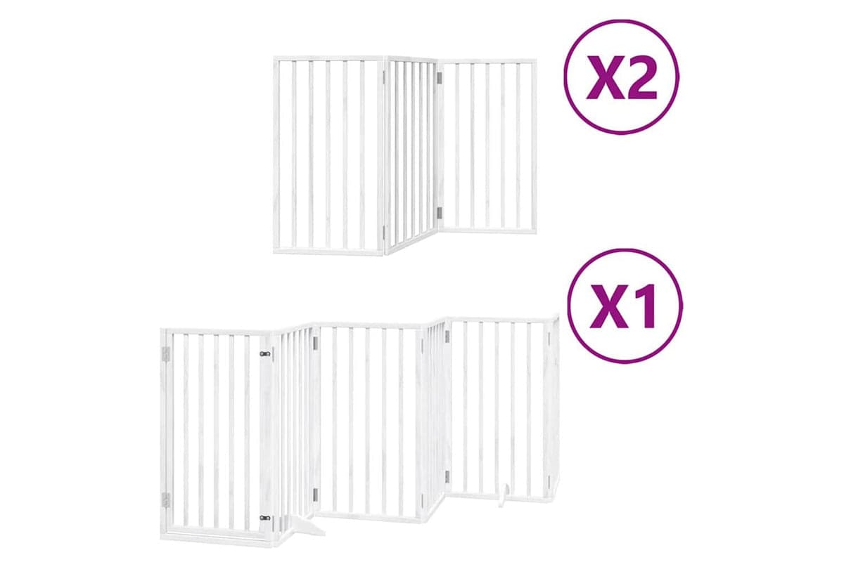 Vidaxl Dog Gate With Door Foldable 12 Panels White 600 Cm Poplar Wood
