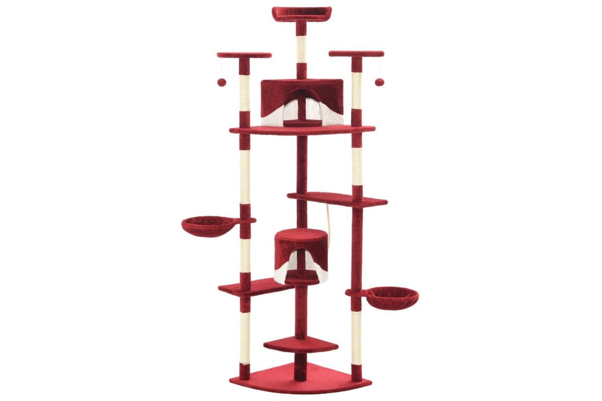 Cat Tree With Sisal Scratching Posts 203 Cm Red And White