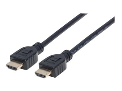 MANHATTAN - HDMI Cable with Ethernet (CL3 rated, suitable for In-Wall use), 4K@60Hz (Premium High Speed), 1m, Male to Male, Black, Ultra HD 4k x 2k, In-Wall rated, Fully Shielded, Gold Plated Contacts, Lifetime Warranty, Polybag