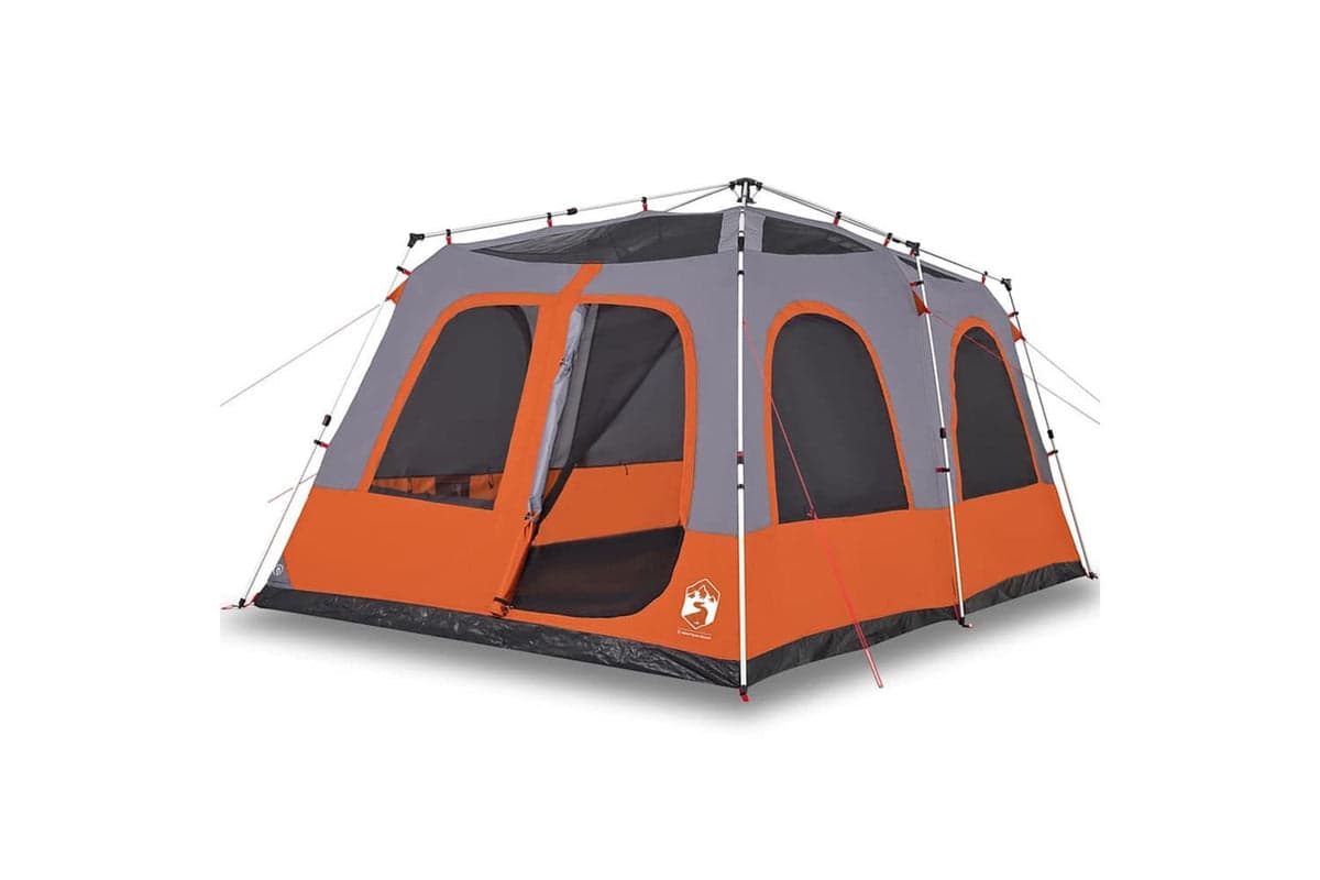 Vidaxl Family Tent Dome 8-person Grey And Orange Quick Release