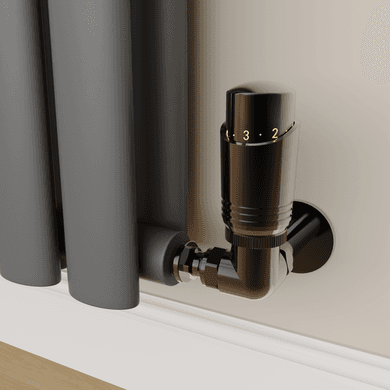 Elego Black Nickel Modern TRV Corner Thermostatic Radiator Valves With Lockshield