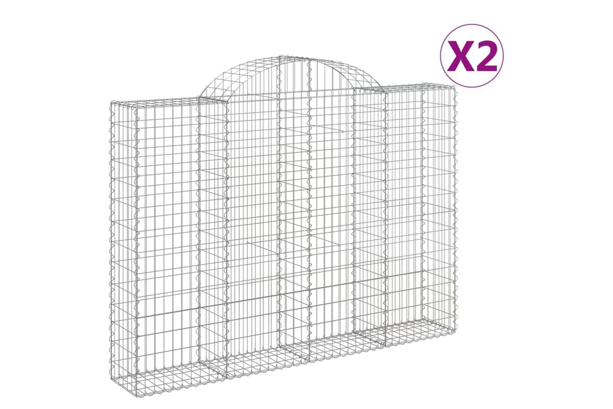 vidaXL 3146152 Arched Gabion Baskets 2 Pcs 200x30x140/160cm Galvanised Iron
