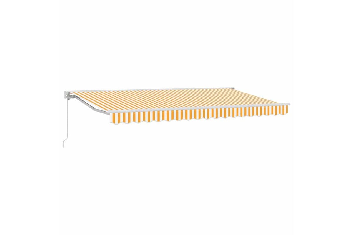 Vidaxl Retractable Awning Manual Yellow And White 400x200 Cm Fabric