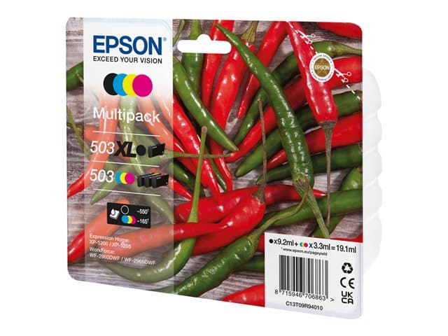 EPSON - 503/503 XL Multipack - 4-pack - XL(black) + Standard Capacity - black, yellow, cyan, magenta - original - ink cartridge