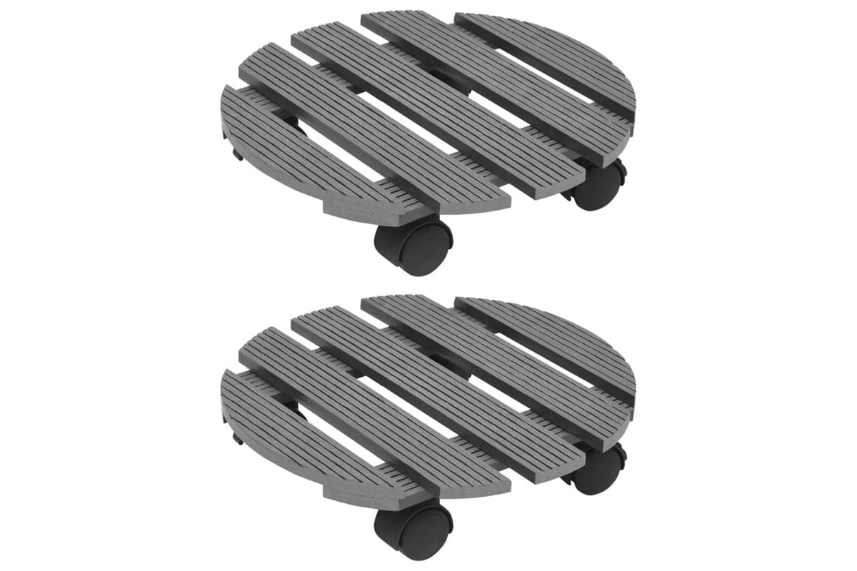 vidaXL 149032 Plant Trolleys 2 Pcs Grey ÃƒÂƒÃ‚Â˜30x7.5cm Wpc