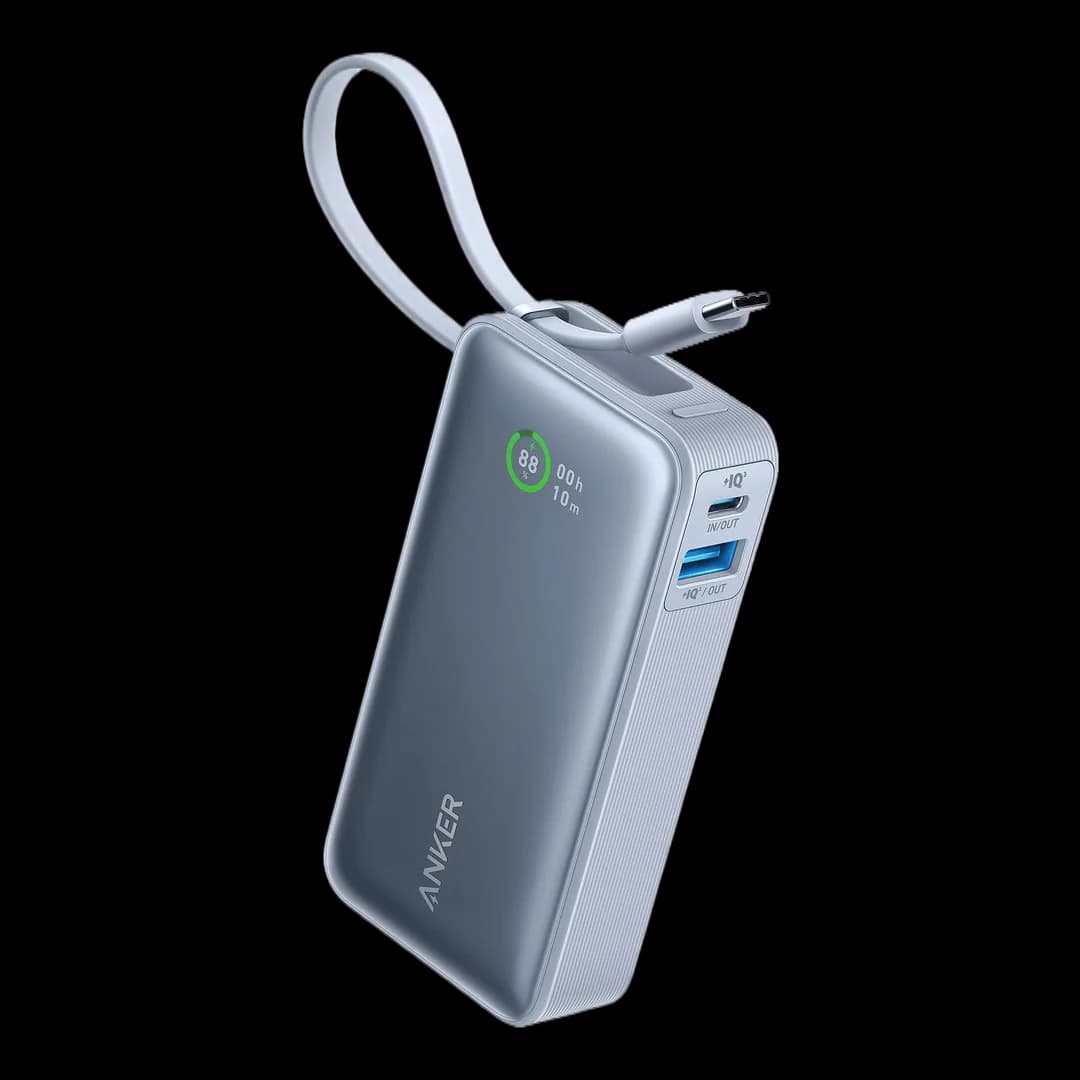 Anker 10,000mAh Nano Power Bank 30W Built-In USB-C Cable Blue | A1259H31